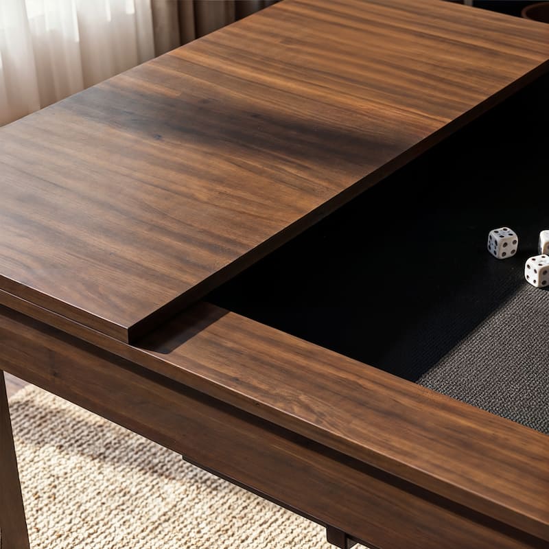 63" Convertible Board Game Table Multi-Purpose Dining & Work Table with Hidden Gaming Surface, Removable Top Panels