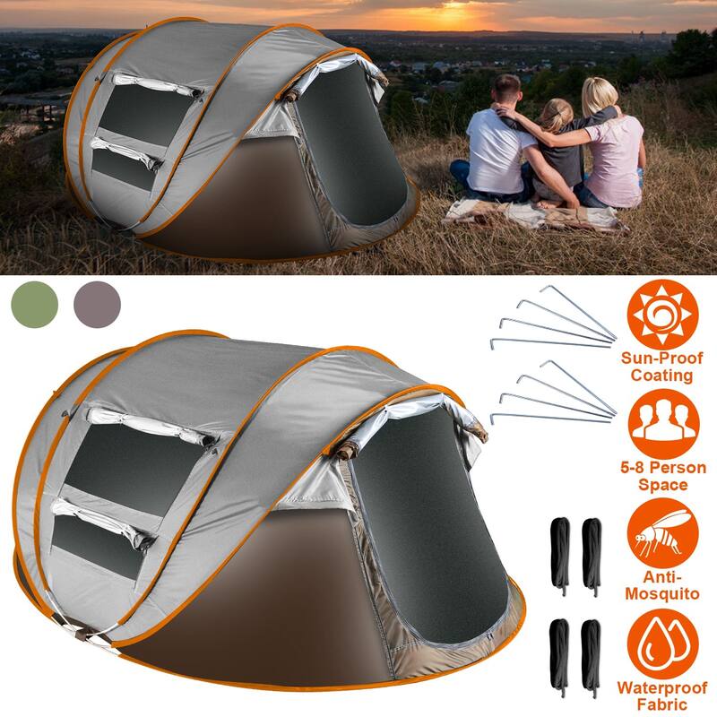 5-8 Person Pop Up Tent Waterproof Instant Setup With Mosquito Nets - 25.59x27.56x12.2in