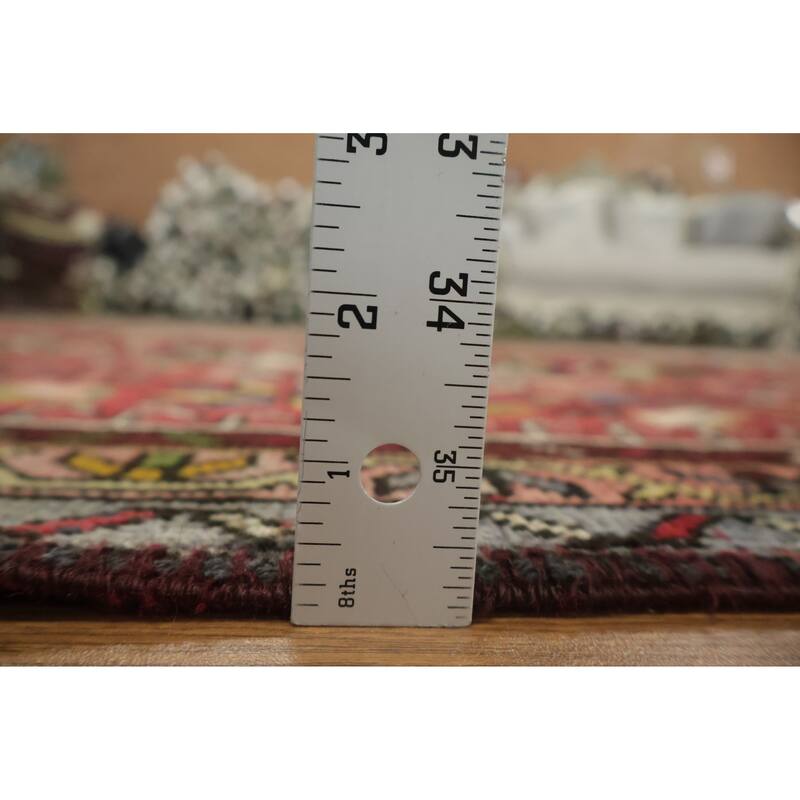 Hand Knotted Oriental 100% Wool Carpet Traditional Tribal Red Tabriz Runner Rug - 12' 4'' X 3' 7''