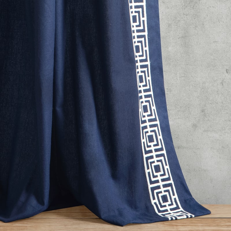 Lush Decor Luxury Modern Square Embroidery Border Window Curtain Panels