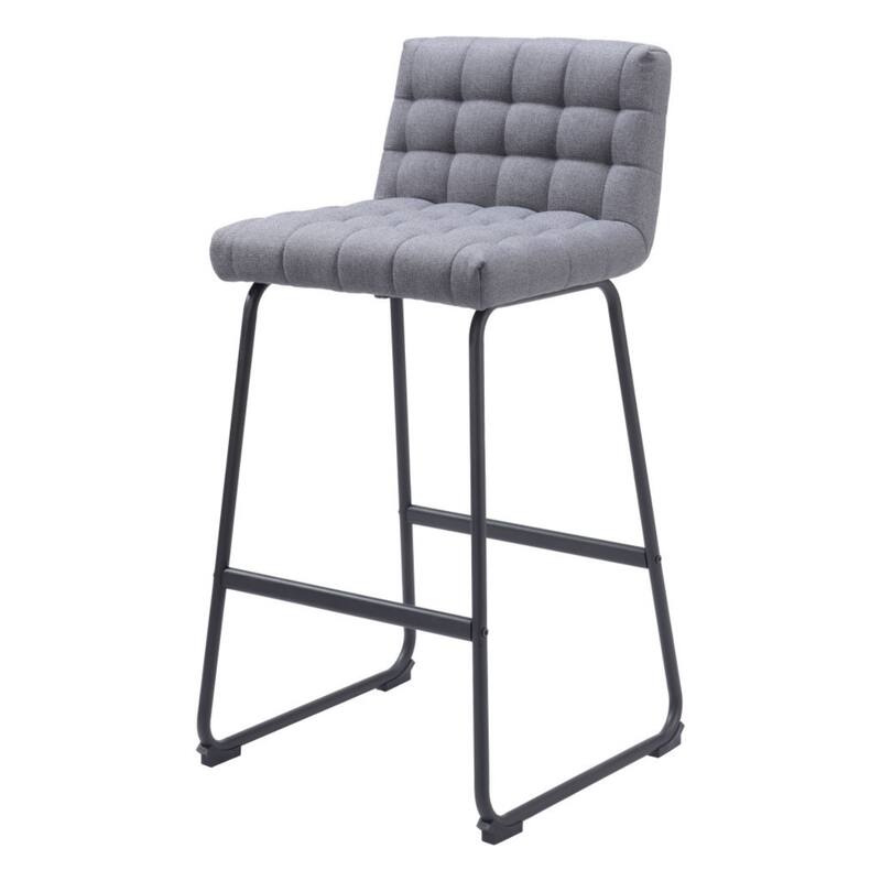 Set of 2 Armless Faux Leather Bar Stools with Tufted Seat and Sled Base for Living Room or Kitchen Island