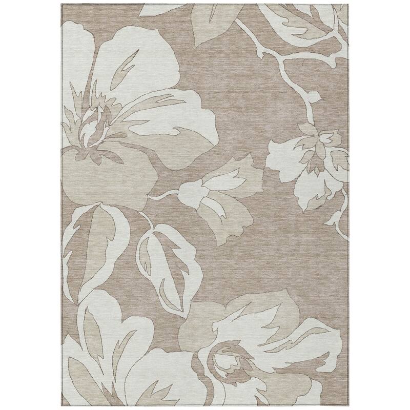 Machine Washable Indoor/ Outdoor Chantille Floral Contemporary Rug