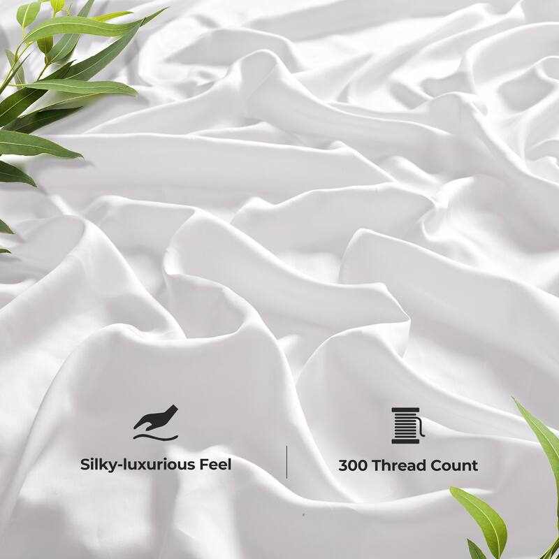 Silky Cooling Breathable 100% Tencel Sheets Set for Hot Sleepers, Cool Touch Bed Sheet