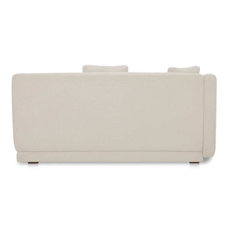 NADAAL STUDIOS Solace Left Arm Facing Modular Sofa, Deep Foam & Fiber Cushioning, Plinth Base, Two Toss Cushions, White