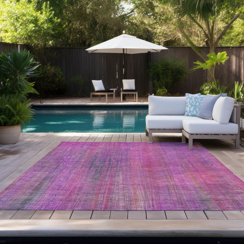 Machine Washable Indoor/ Outdoor Ombre Solid Chantille Rug