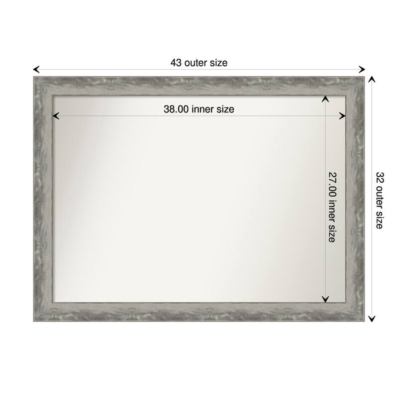 Non-Beveled Bathroom Wall Mirror - Waveline Silver Narrow Frame