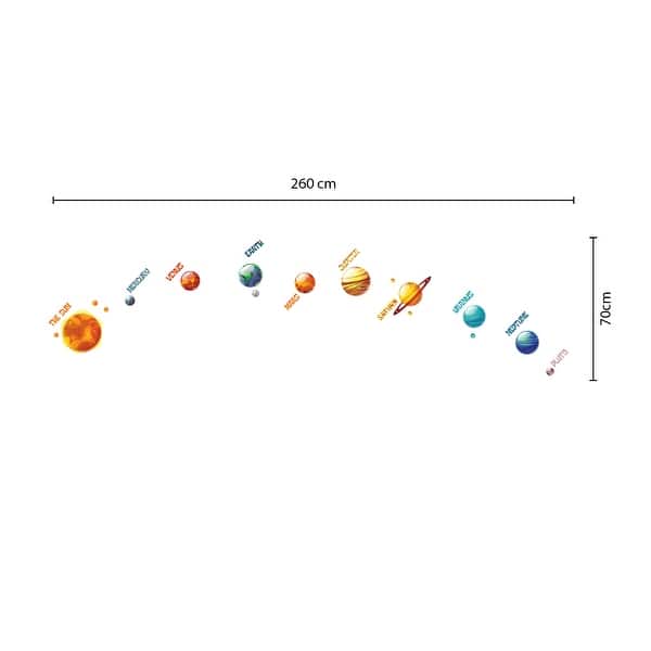 dimension image slide 1 of 2, Walplus Colorful Solar System Planets Space Children Kids Wall Sticker