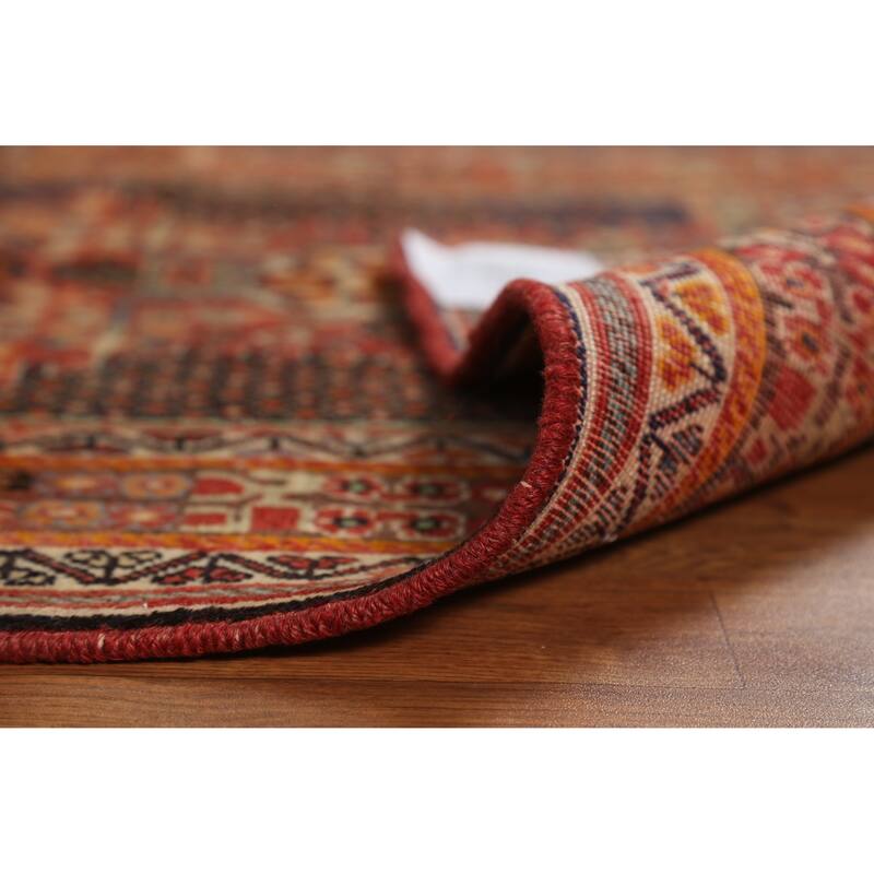 Hand Knotted Oriental 100% Wool Carpet Traditional Tribal Oranges & Rust Shiraz Area Rug - 5' 7'' X 3' 5''