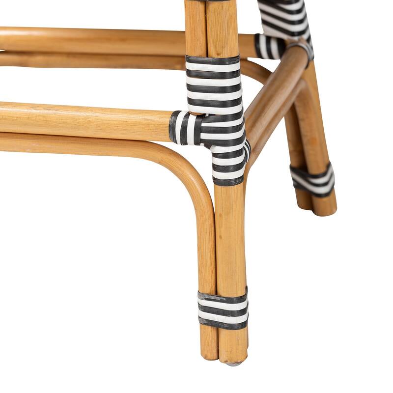 Max Rattan Bistro Counter Stool - Handwoven Cafe-Style Accent Seating with Backrest For Kitchen Island or Indoor/Outdoor Lounge