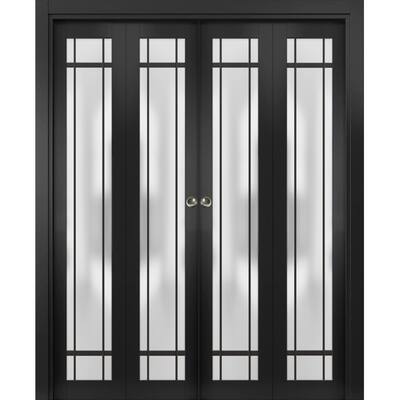 Double Bi-fold Doors Planum 2112 Matte Black Sturdy Tracks