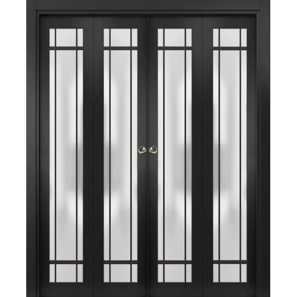 Double Bi-fold Doors Planum 2112 Matte Black Sturdy Tracks
