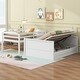 preview thumbnail 1 of 11, Twin over Full Wood Bunk Bed with Hydraulic Lift Up Storage, White White