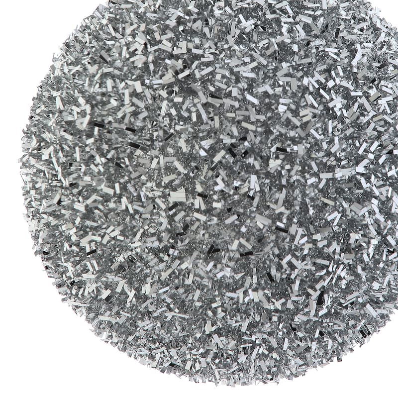 100mm Shatterproof Plastic Tinsel Ball Ornament Set of 2