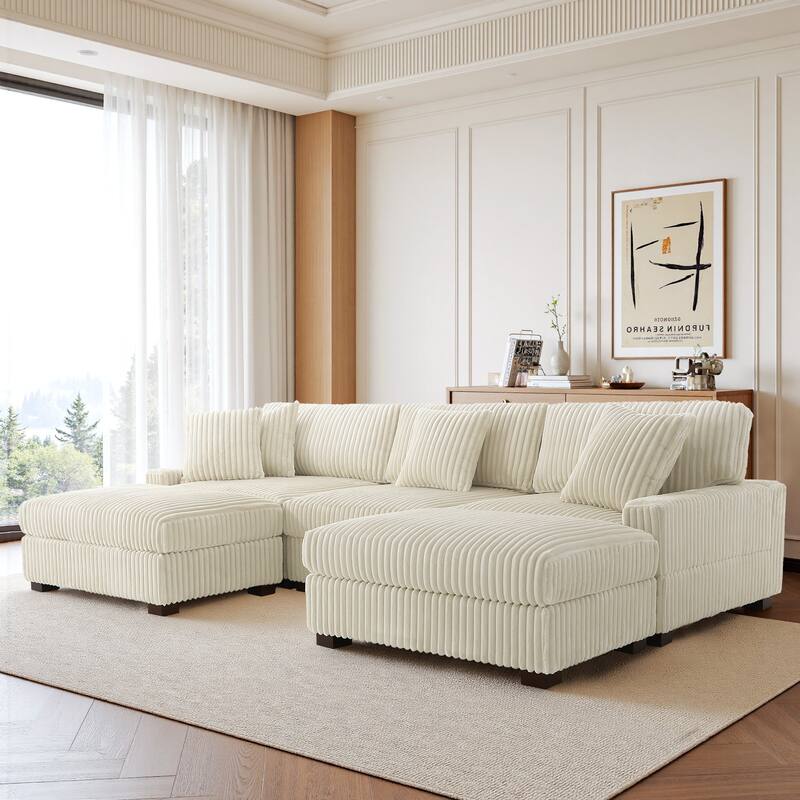 118.4"W Plush Modular Sectional Sofa with Pillows