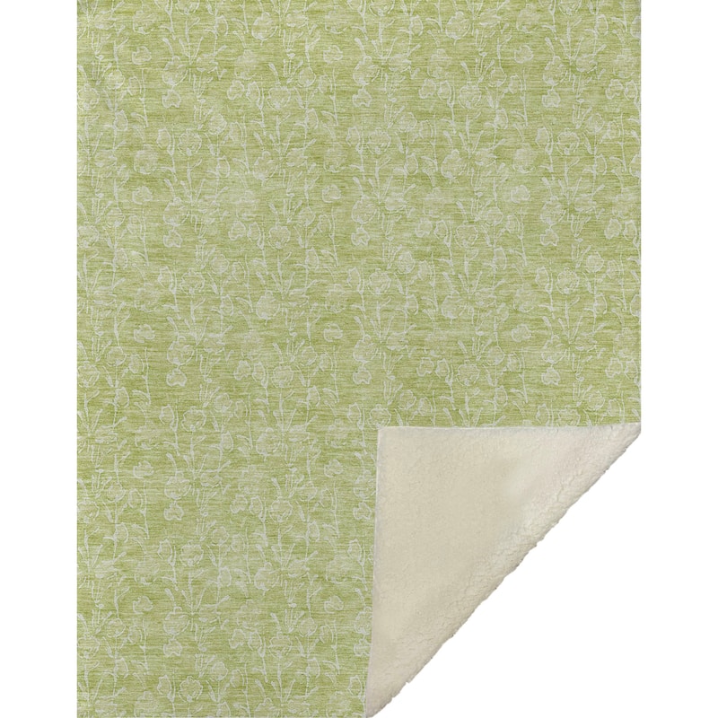 Premium Machine Washable Modern Floral Sherpa Throw Blanket