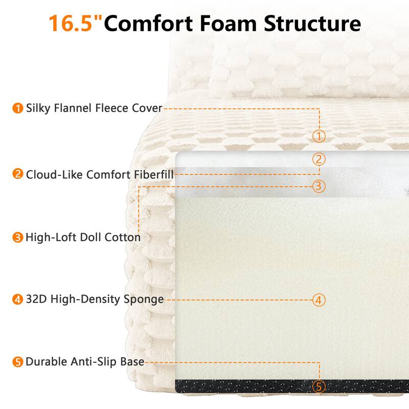 Rossetta 2-Seater Modern Modular Sectional Luxury Flannelette Fabric Boneless Deep Sofa