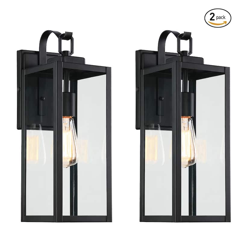 2 Pack 1-Light Outdoor Matte Black Wall Sconce