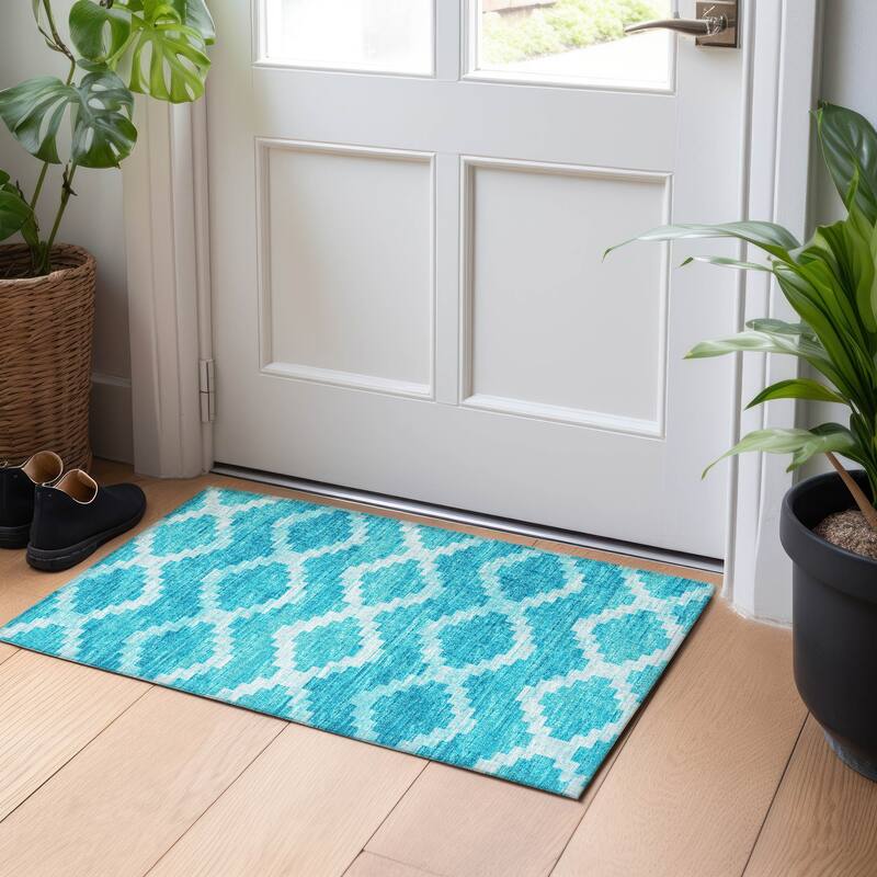 Premium Washable Super Soft Boho Moroccan Mayfield Rug - Turquoise - 1' 8" x 2' 6" - Rectangle