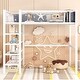 preview thumbnail 2 of 14, Full Size Metal Loft Bed with 4-Tier Shelves and Guardrail Storage , Modern Design, Spacious Workstation Below