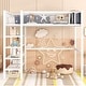 preview thumbnail 48 of 84, Heavy Duty Metal Loft Bed Frame for Dorm with 4-Tier Storage Shelves, Ladders & Safety Guard Rail, Storage Platform Bed White - Full