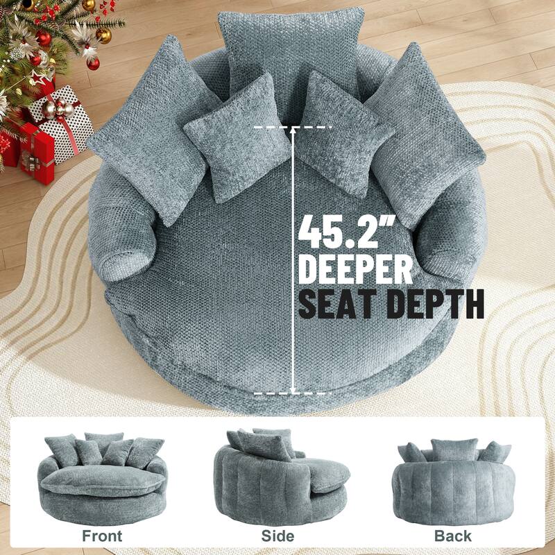 Rossetta Oversized Round Polyester Foam Chair with Pillows