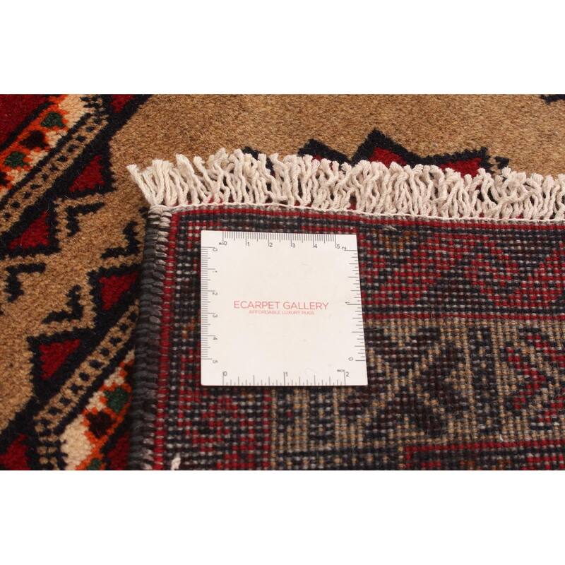 Hand-knotted Rizbaft Tan Wool Rug - 3'7 x 6'6/3'7" x 6'6"