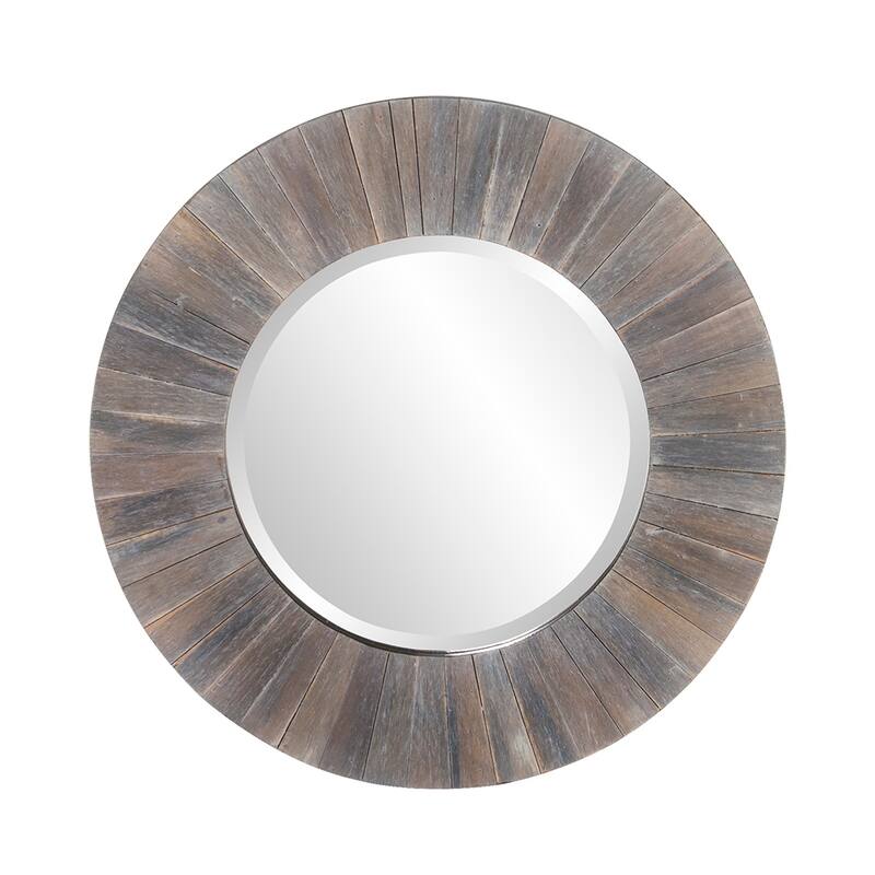 Allan Andrews Round Beveled Mirror with Radiating Wood Slat Frame - 18"D