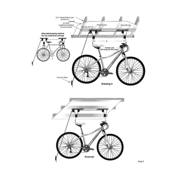 ceiling mount bike hoist set