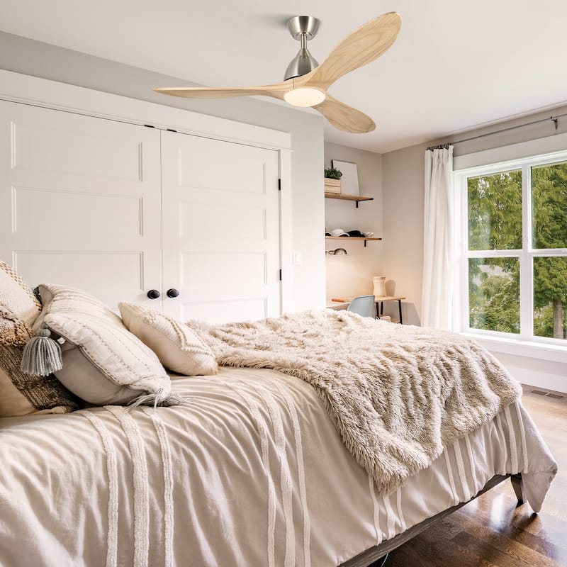 CO-Z Mid-century Modern 3 - Blade Smart LED Ceiling Fan with Dimmable Light and Remote