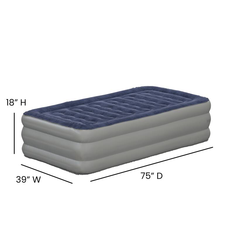 18" Air Mattress - ETL Certified Internal Electric Pump and Carrying Case
