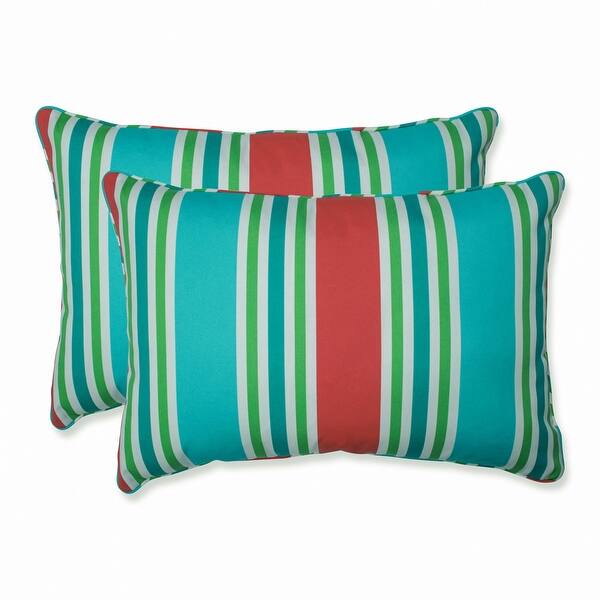 Aruba Stripe Turq/Coral Oversized Rectangular Throw Pillow (Set of 2) Bed Bath & Beyond