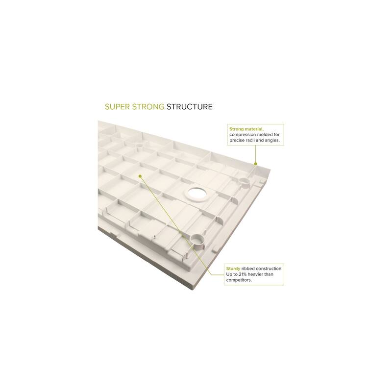 Transolid Linear 60" x 32" Alcove Shower Base with Right Hand Drain - 60" x 32" - 60" x 32"