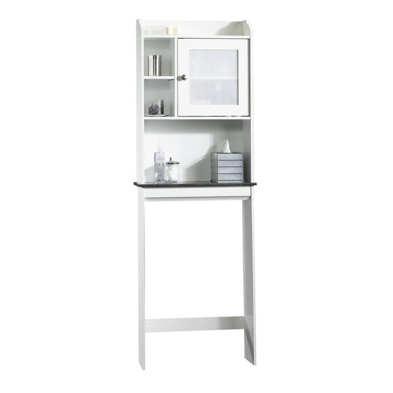 Engineered Wood Modern Over-toilet Storage Cabinet For Compact Spaces, White - 23.31" W × 7.44" D × 68.07" H