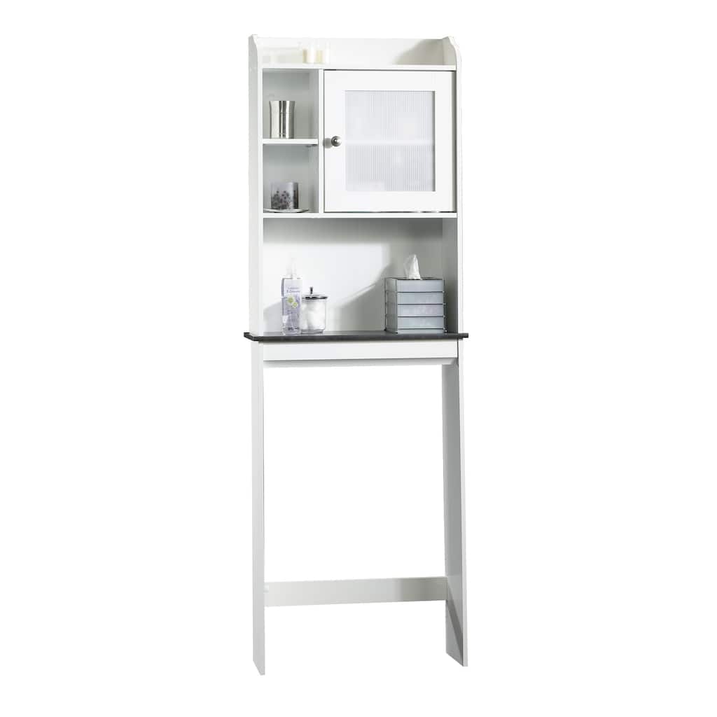 Engineered Wood Modern Over-toilet Storage Cabinet For Compact Spaces, White - 23.31" W × 7.44" D × 68.07" H