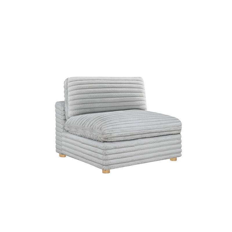 Best Quality Furniture 4-Piece Section Corduroy Modular - Light Gray Armless Chair