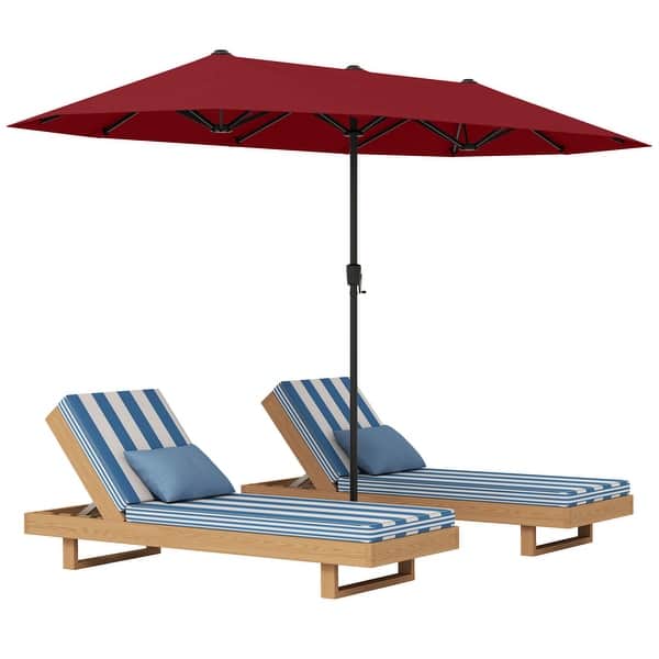 slide 2 of 60, Gymax 13 FT Double-sided Patio Umbrella Outdoor Large Twin Size Red