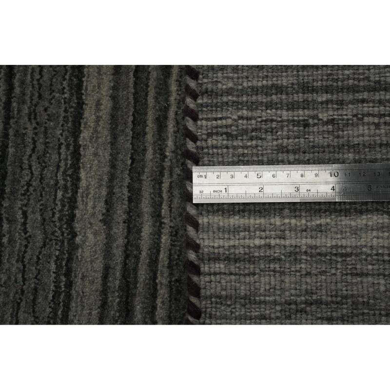 Hand Knotted Oriental 100% Wool Carpet Tribal Animal Pictorial Greys & Charcoal Gabbeh Area Rug - 9' 9'' X 8' 2''