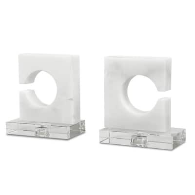 Uttermost 17864 Clarin 7" Wide Crystal and Marble Bookends - Set of 2