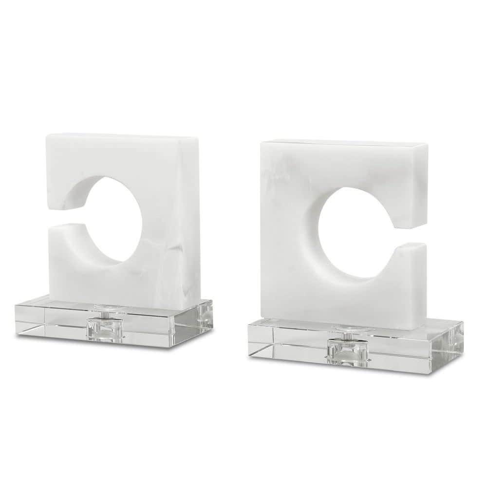 Uttermost 17864 Clarin 7" Wide Crystal and Marble Bookends - Set of 2