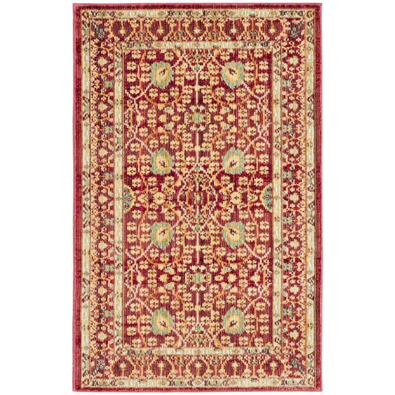 SAFAVIEH Valencia Alida Distressed Vintage Boho Oriental Polyester Rug - 2' x 3' - Red/Red
