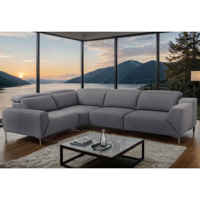 Furniture of America Paelis Modern Reclining Sectional with USB Port and Adjustable Headrest - Dark Grey