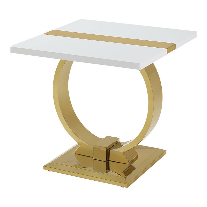 Furniture of America Carra Modern 3-Piece Stainless Steel O-Shaped Trestle Base Coffee Table Set