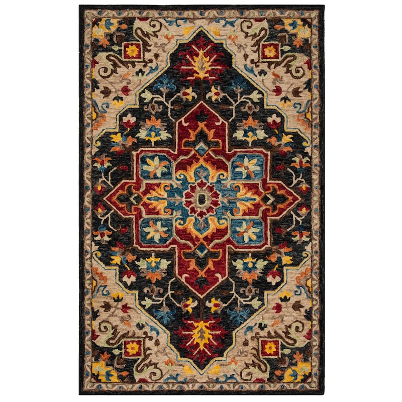 SAFAVIEH Handmade Aspen Rosmarie Boho Tribal Wool Rug - 6' x 9' - Charcoal/Cream