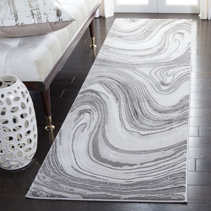 SAFAVIEH Craft Herveline Modern Abstract Rug - 2'3" x 8' Runner - Light Grey/Grey
