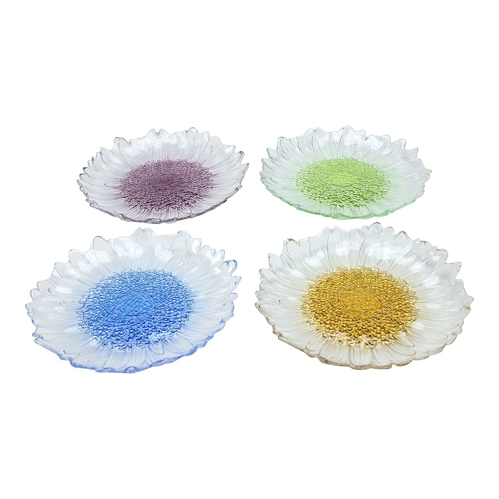 Alice Pazkus Set Of Four Flower Shaped Dessert 8.25"Plates-Colored In The Center
