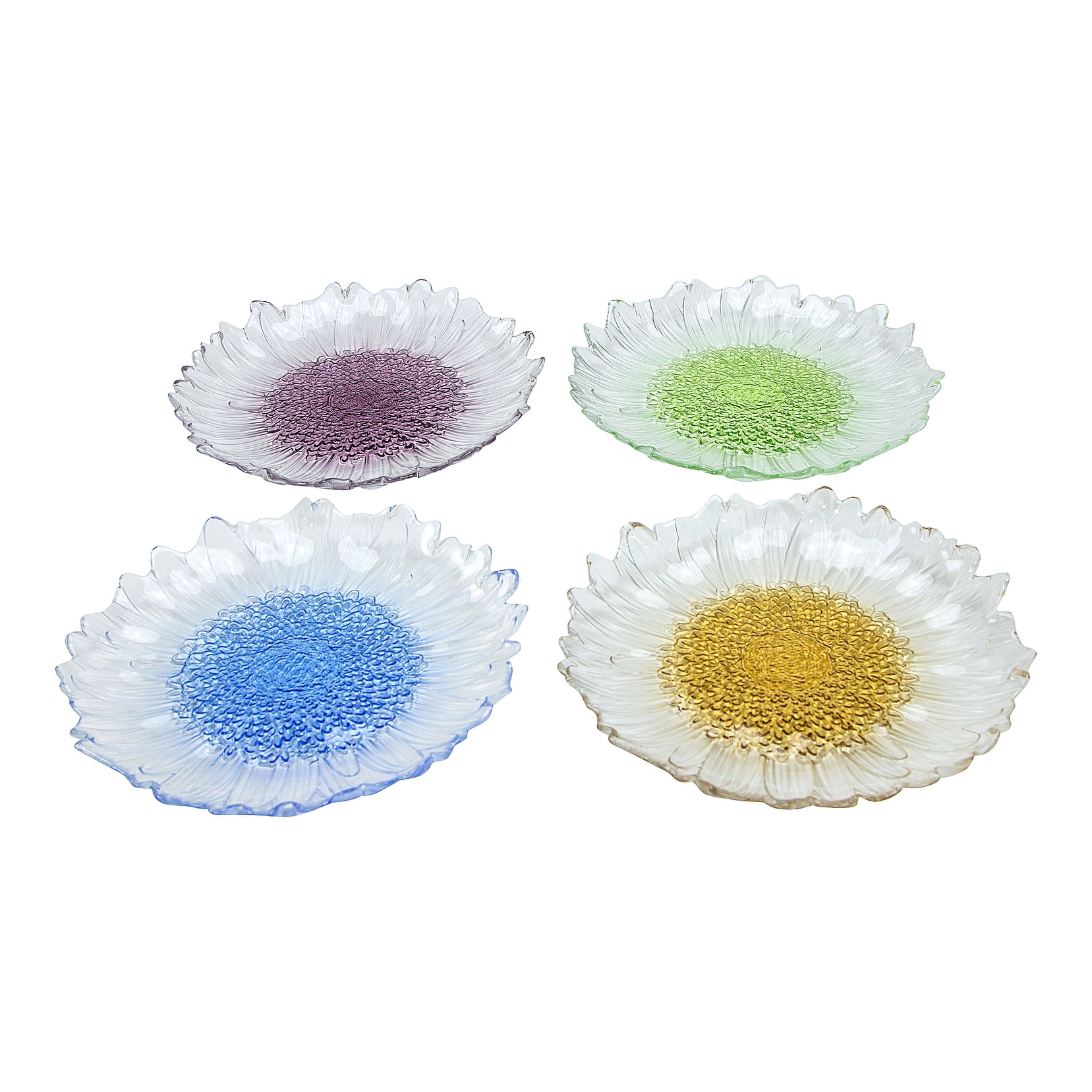 Alice Pazkus Set Of Four Flower Shaped Dessert 8.25"Plates-Colored In The Center