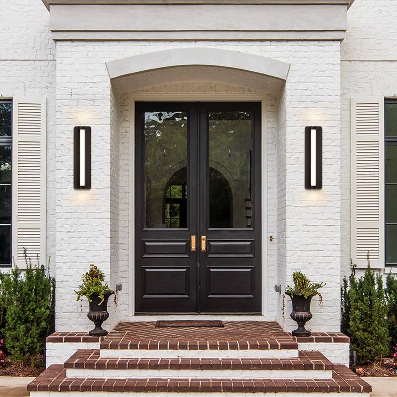 Modern Black Outdoor Wall Lights Linear Dimmable LED Wall Sconce Lights