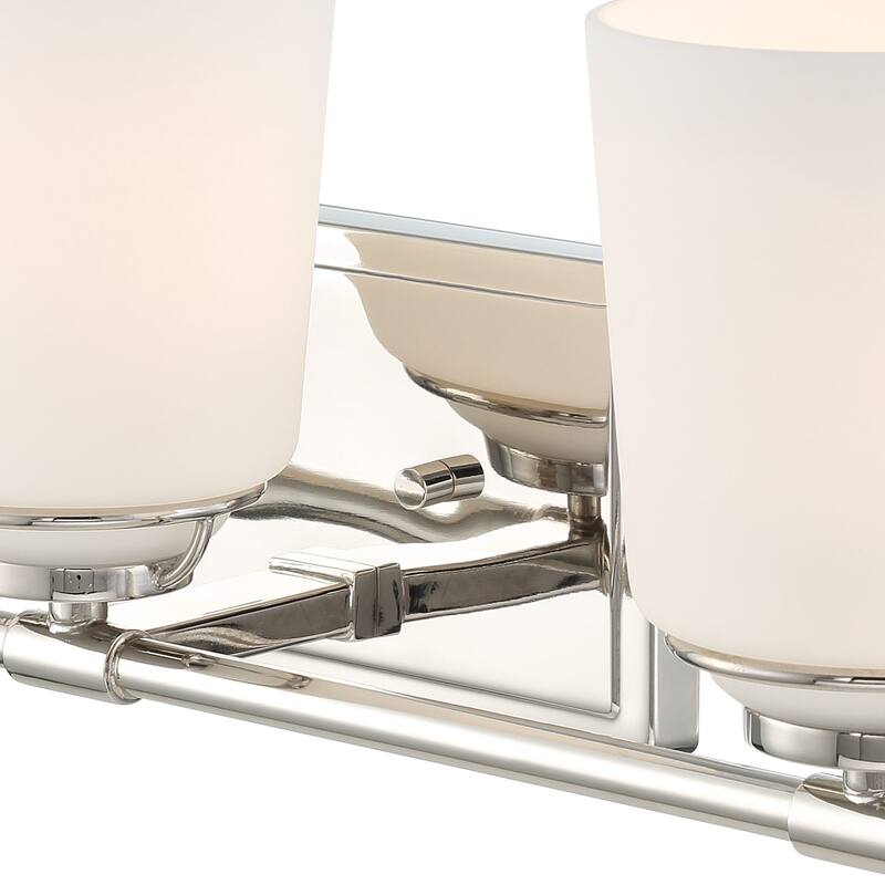 Stella 23.5 in. 3-Light Polished Nickel Modern Vanity Light with Etched Opal Glass Shades