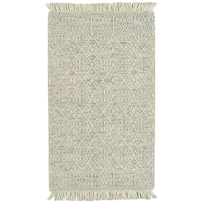 Mara Collection Ivory Square Indoor Throw Rug - 18" x 18"