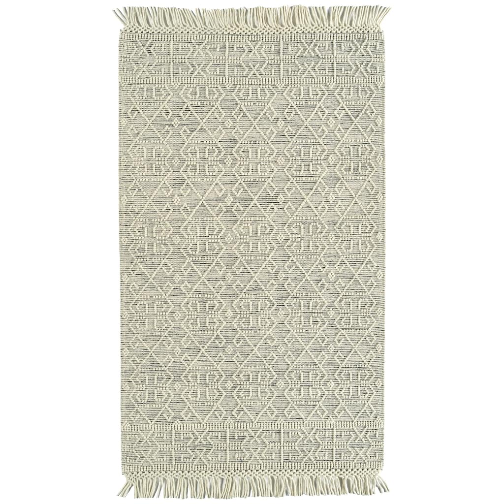 Mara Collection Ivory Square Indoor Throw Rug